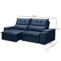 Sofá Retrátil Reclinável 3 Lugares 210Cm Moritz F05 Veludo Azul - Mpozenato - 3