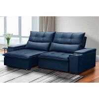 Sofá Retrátil Reclinável 3 Lugares 210Cm Moritz F05 Veludo Azul - Mpozenato - 5