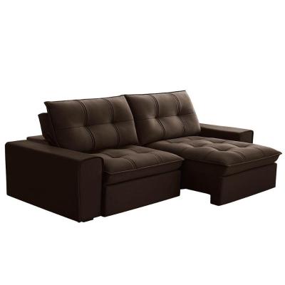 Sofá Retrátil Reclinável 3 Lugares 210Cm Argon F05 Veludo Marrom - Mpozenato