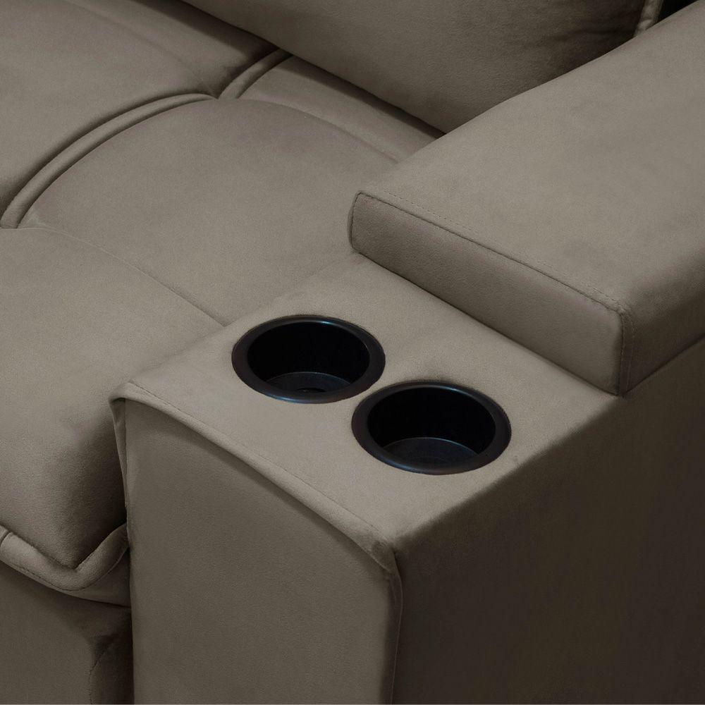 Sofá Retrátil Reclinável 3 Lugares 210Cm Moritz F05 Veludo Castor - Mpozenato - 6