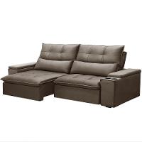 Sofá Retrátil Reclinável 3 Lugares 210Cm Moritz F05 Veludo Castor - Mpozenato - 1