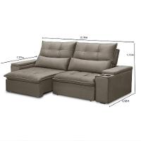 Sofá Retrátil Reclinável 3 Lugares 210Cm Moritz F05 Veludo Castor - Mpozenato - 2
