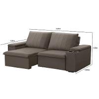 Sofá Retrátil Reclinável 3 Lugares 205cm Baluart F05 Veludo Castor - Mpozenato