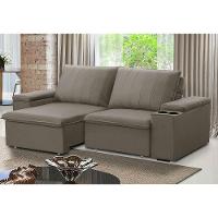 Sofá Retrátil Reclinável 3 Lugares 205cm Baluart F05 Veludo Castor - Mpozenato - 6