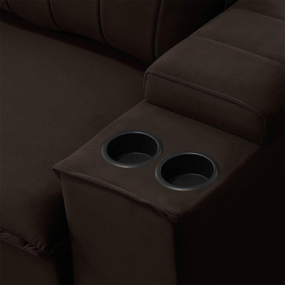 Sofá Retrátil Reclinável 3 Lugares 205Cm Baluart F05 Veludo Marrom - Mpozenato - 7