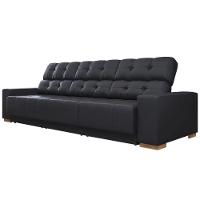 Sofá Retrátil Reclinável 5 Lugares Lisboa 320cm Couro Preto - 1