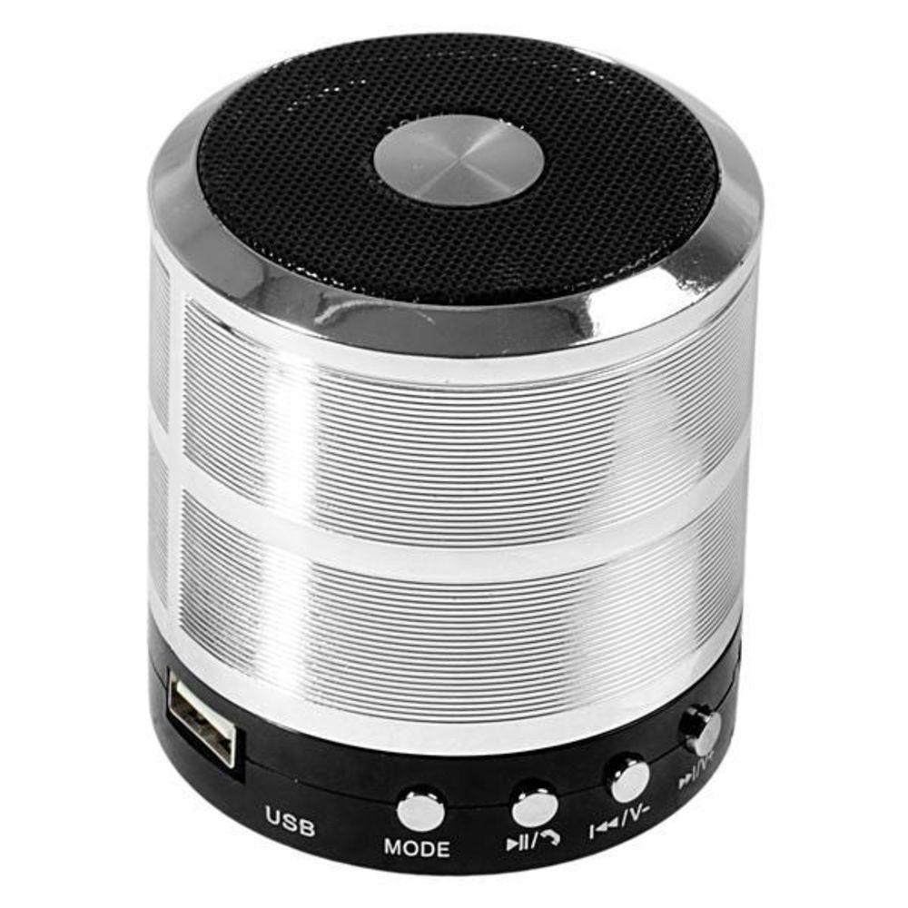 Mini Caixa De Som Speaker Com Bluetooth Usb Ws-887 Prata - 1