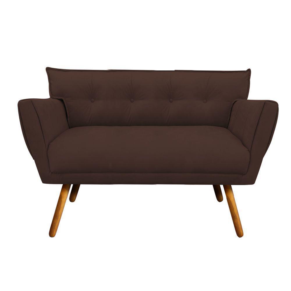Sofá Retrô Namoradeira Anitta Suede Marrom - 1