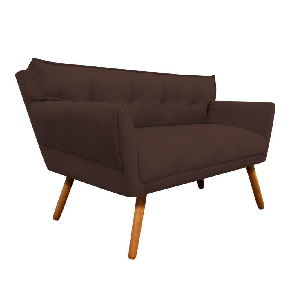 Sofá Retrô Namoradeira Anitta Suede Marrom - 4