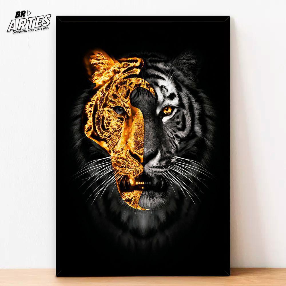 Quadro Tigre Ouro Br Artes Médio 84x54 - 3