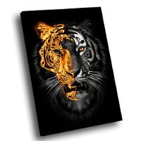 Quadro Tigre Ouro Br Artes Médio 84x54 - 1