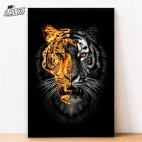 Quadro Tigre Ouro Br Artes Médio 84x54 - 3