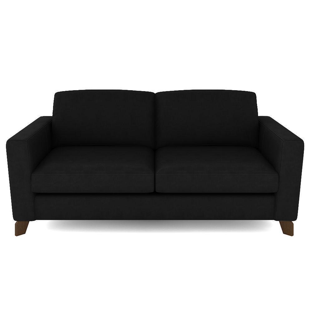 Sofá Sala De Estar Living 3 Lugares 200cm Presley Pés Madeira Veludo Preto G52 - Gran Belo - 4