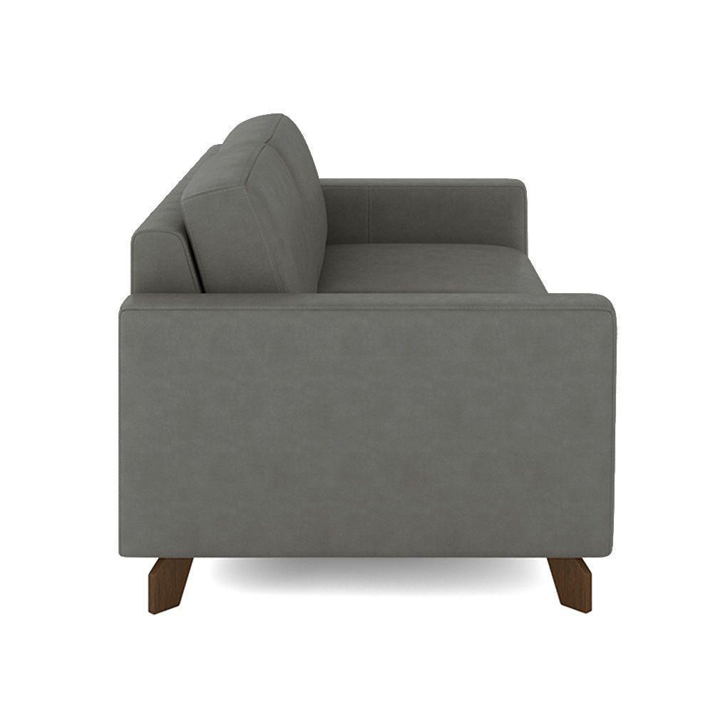 Sofá Sala De Estar Living 3 Lugares 200cm Presley Pés Madeira Veludo Cinza G52 - Gran Belo - 5