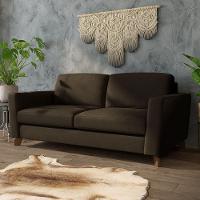 Sofá Sala De Estar Living 3 Lugares 200cm Presley Pés Madeira Veludo Marrom G52 - Gran Belo - 1