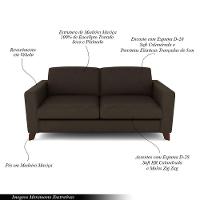 Sofá Sala De Estar Living 3 Lugares 200cm Presley Pés Madeira Veludo Marrom G52 - Gran Belo - 6