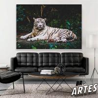 Quadro Tigre Branco Br Artes Médio 84x54 - 5