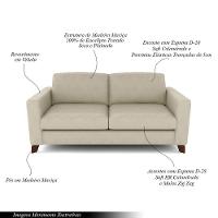 Sofá Sala De Estar Living 3 Lugares 200cm Presley Pés Madeira Veludo Bege G52 - Gran Belo - 7