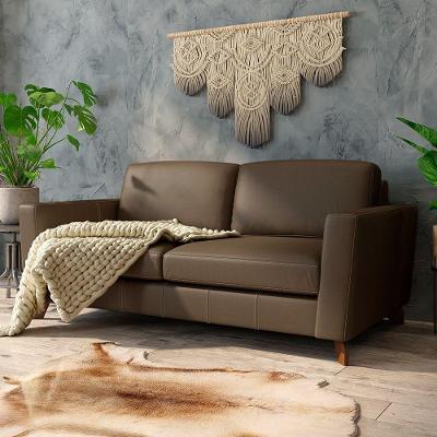 Sofá Sala De Estar Living 3 Lugares 200cm Presley Pés Madeira Couro Capuccino G52 - Gran Belo