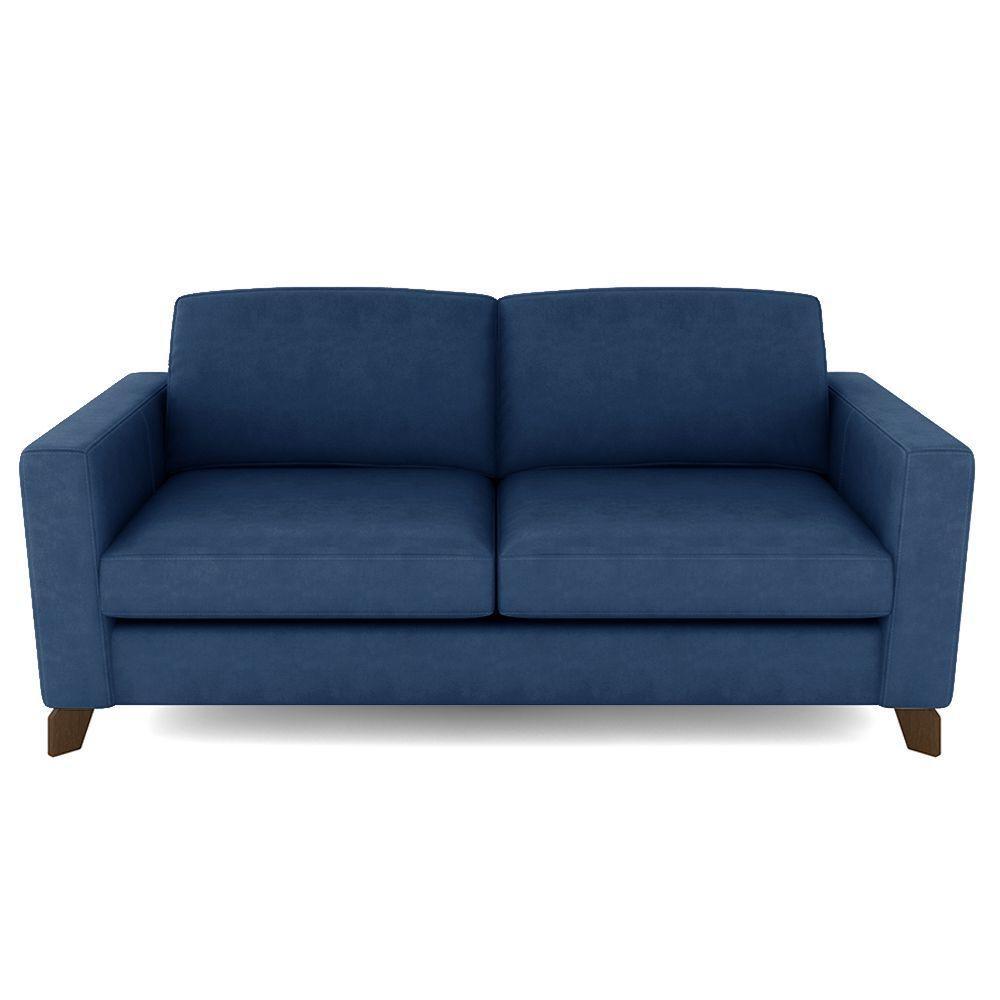 Sofá Sala De Estar Living 3 Lugares 200cm Presley Pés Madeira Veludo Azul Marinho G52 - Gran Belo - 3