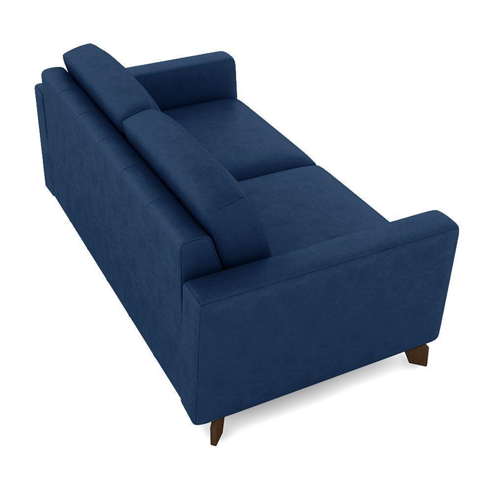 Sofá Sala De Estar Living 3 Lugares 200cm Presley Pés Madeira Veludo Azul Marinho G52 - Gran Belo - 7