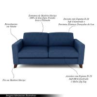 Sofá Sala De Estar Living 3 Lugares 200cm Presley Pés Madeira Veludo Azul Marinho G52 - Gran Belo - 8