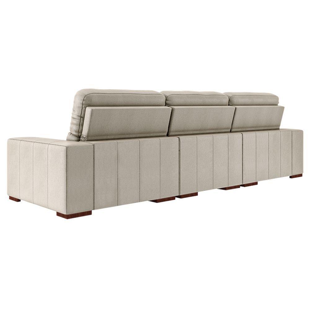 Sofá Sala De Estar Retrátil E Reclinável 5 Lugares Lisboa 320cm Couro Off White G58 - Gran Belo - 3