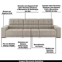 Sofá Sala De Estar Retrátil E Reclinável 5 Lugares Lisboa 320cm Couro Off White G58 - Gran Belo - 8