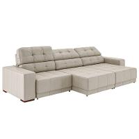 Sofá Sala De Estar Retrátil E Reclinável 5 Lugares Lisboa 320cm Couro Off White G58 - Gran Belo - 10