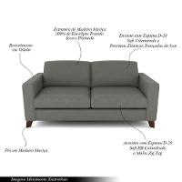 Sofá Sala De Estar Living 3 Lugares 280cm Presley Pés Madeira Veludo Cinza G52 - Gran Belo - 6