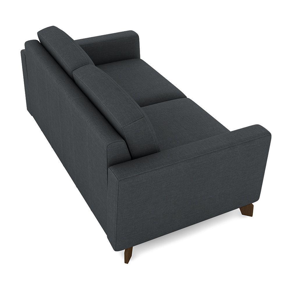 Sofá Sala De Estar Living 3 Lugares 240cm Presley Pés Madeira Linho Cinza Escuro G52 - Gran Belo - 2