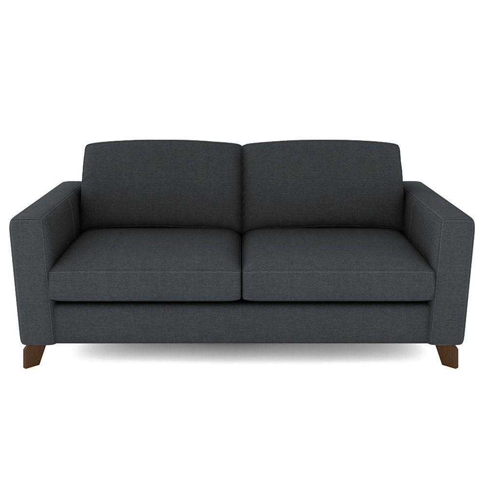 Sofá Sala De Estar Living 3 Lugares 240cm Presley Pés Madeira Linho Cinza Escuro G52 - Gran Belo - 5