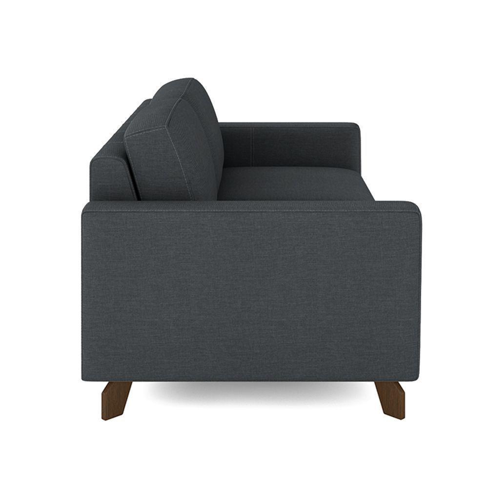 Sofá Sala De Estar Living 3 Lugares 260cm Presley Pés Madeira Linho Cinza Escuro G52 - Gran Belo - 3