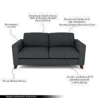 Sofá Sala De Estar Living 3 Lugares 260cm Presley Pés Madeira Linho Cinza Escuro G52 - Gran Belo - 6