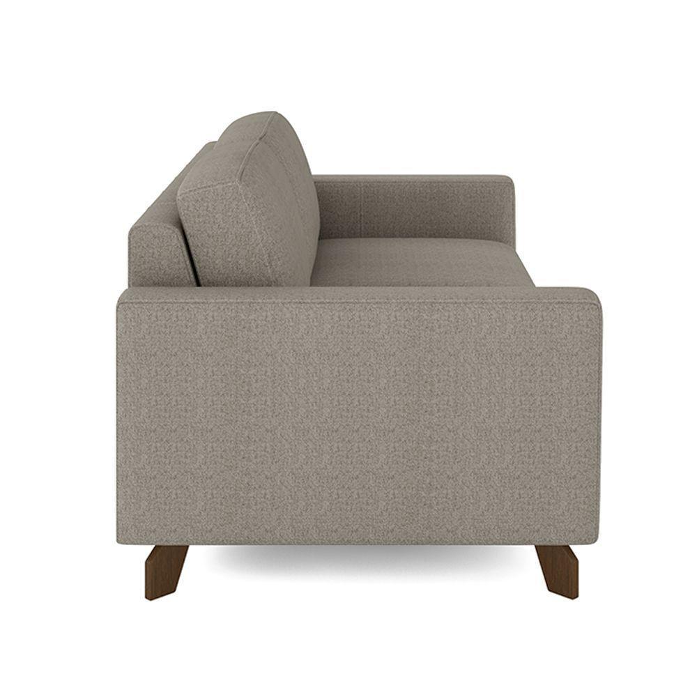 Sofá Sala De Estar Living 3 Lugares 240cm Presley Pés Madeira Linho Cinza Claro G52 - Gran Belo - 3