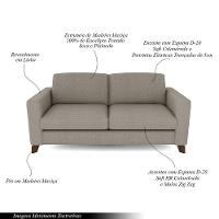 Sofá Sala De Estar Living 3 Lugares 240cm Presley Pés Madeira Linho Cinza Claro G52 - Gran Belo - 7