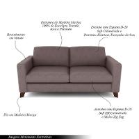 Sofá Sala De Estar Living 3 Lugares 200cm Presley Pés Madeira Veludo Rosê G52 - Gran Belo - 3