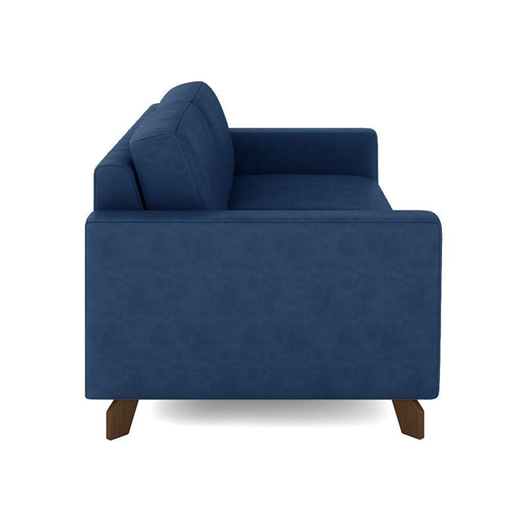 Sofá Sala De Estar Living 3 Lugares 280cm Presley Pés Madeira Veludo Azul Marinho G52 - Gran Belo - 2