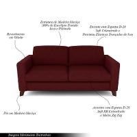 Sofá Sala De Estar Living 3 Lugares 280cm Presley Pés Madeira Veludo Vermelho G52 - Gran Belo - 5