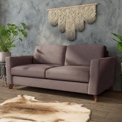 Sofá Sala De Estar Living 3 Lugares 260cm Presley Pés Madeira Veludo Rosê G52 - Gran Belo