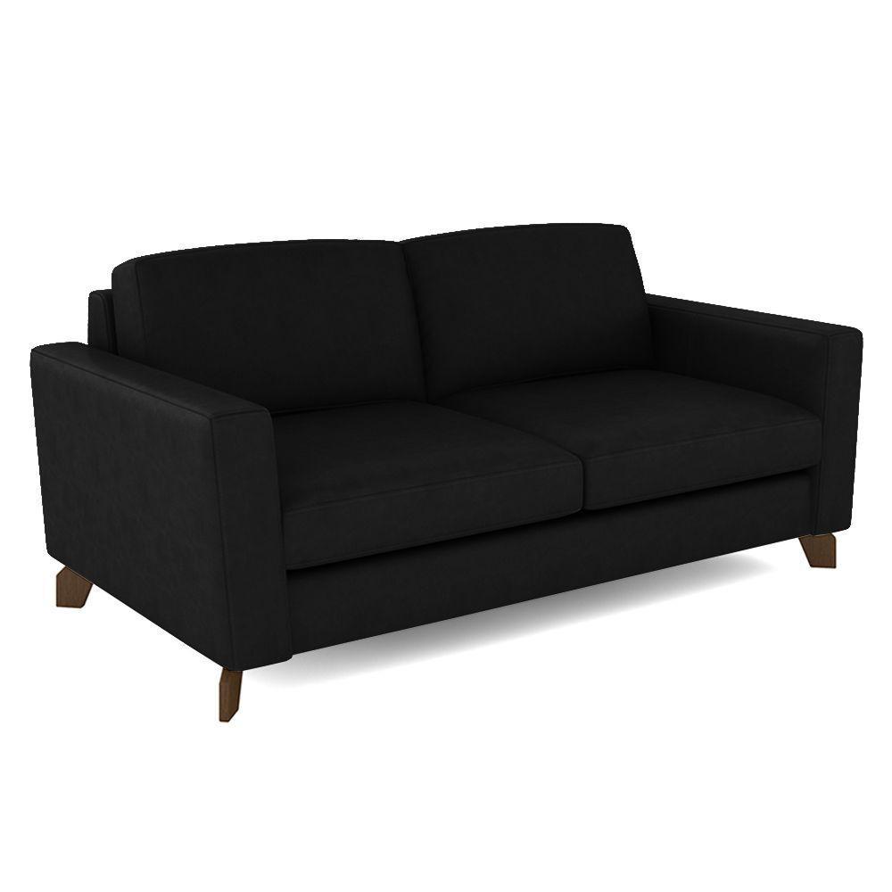 Sofá Sala De Estar Living 3 Lugares 280cm Presley Pés Madeira Veludo Preto G52 - Gran Belo - 4