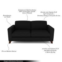 Sofá Sala De Estar Living 3 Lugares 280cm Presley Pés Madeira Veludo Preto G52 - Gran Belo - 3
