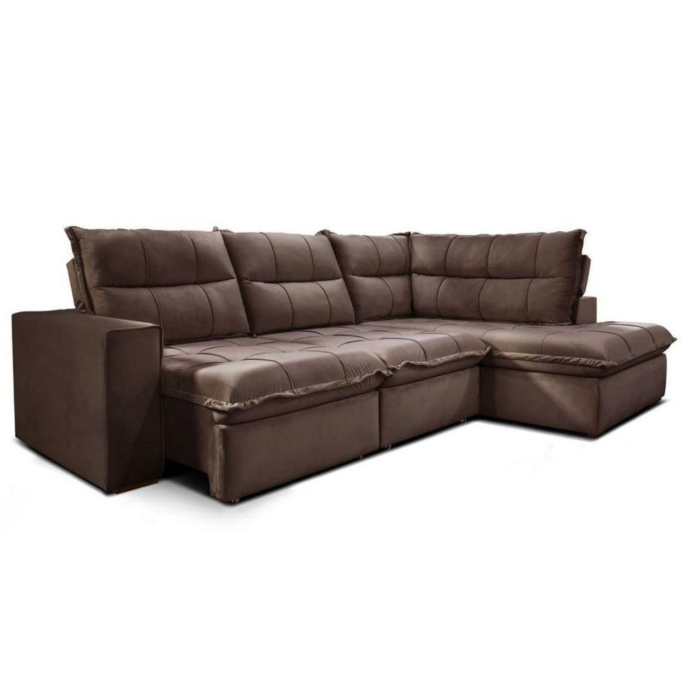 Sofá Solar Com 2 Lugares Direito E Chaise Esquerdo Marrom - 1