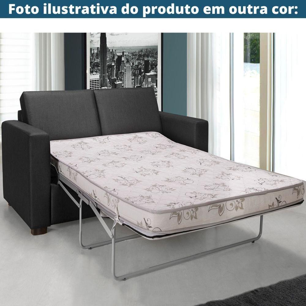 Sofá-Cama 3 Lugares Mh-1174 Herval 201 Cm Colchão Casal Linho Creme C1 Pé Madeira Amêndoa - 4