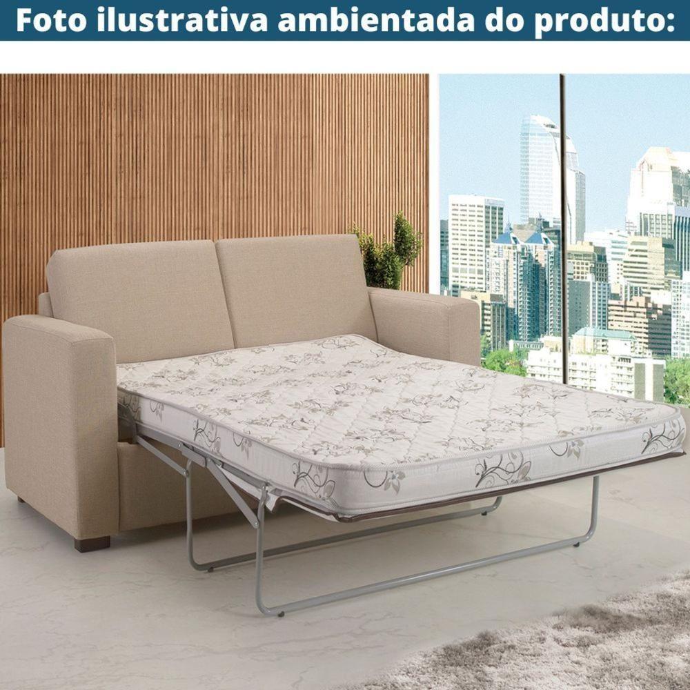 Sofá-Cama 3 Lugares Mh-1174 Herval 201 Cm Colchão Casal Linho Creme C1 Pé Madeira Amêndoa - 5