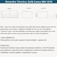 Sofá-cama 3 Lugares Mh-1610 Herval 215 Cm Colchão Casal Linho Cinza Aa - 5