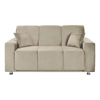 Sófa 3 Lugares Fixo Tokyo Veludo Bege Marfim - Speciale Home Bege - 13