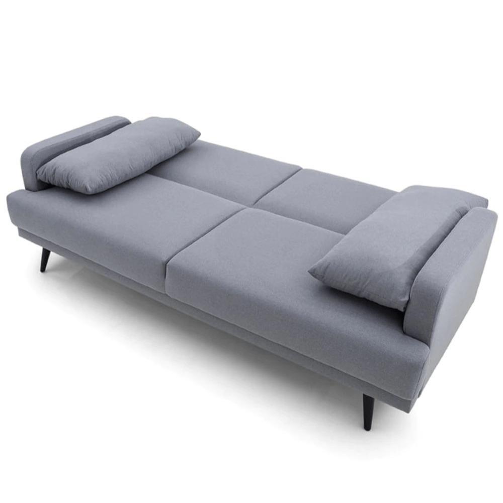 Sofá-Cama 3 Lugares Mh-1605 Herval Com Usb Linho Cinza Escuro C1 - 4