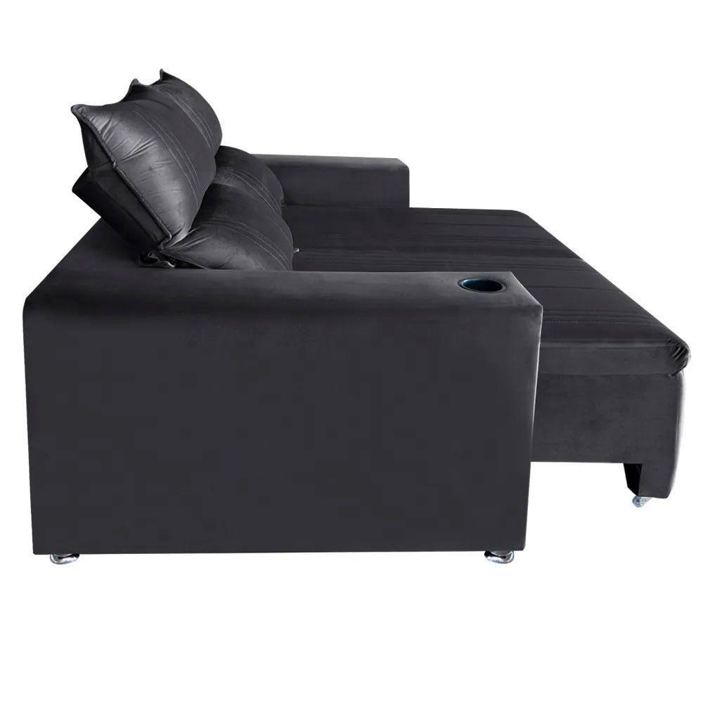 Sófa Retrátil E Reclinável 2 Lugares Madri Veludo Cinza Speciale Home Cinza - 6