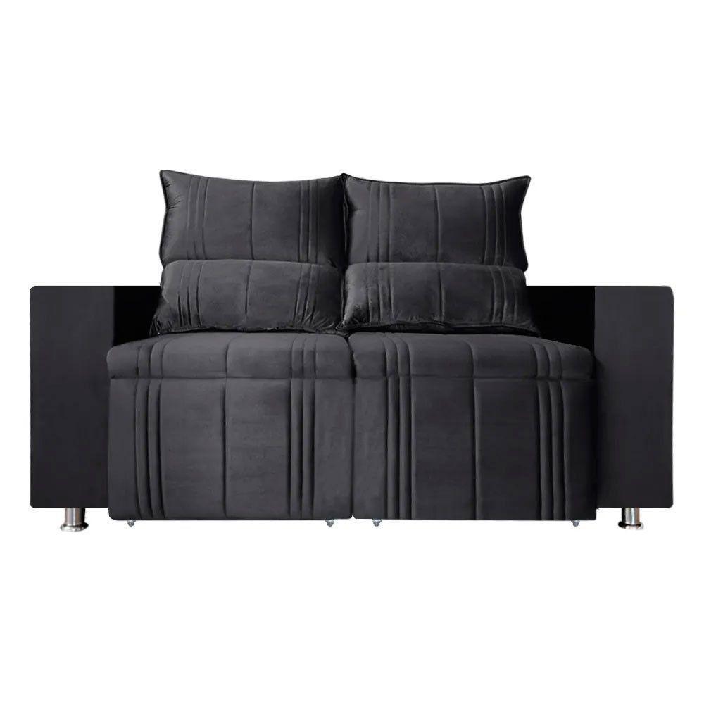 Sófa Retrátil E Reclinável 2 Lugares Madri Veludo Cinza Speciale Home Cinza - 7